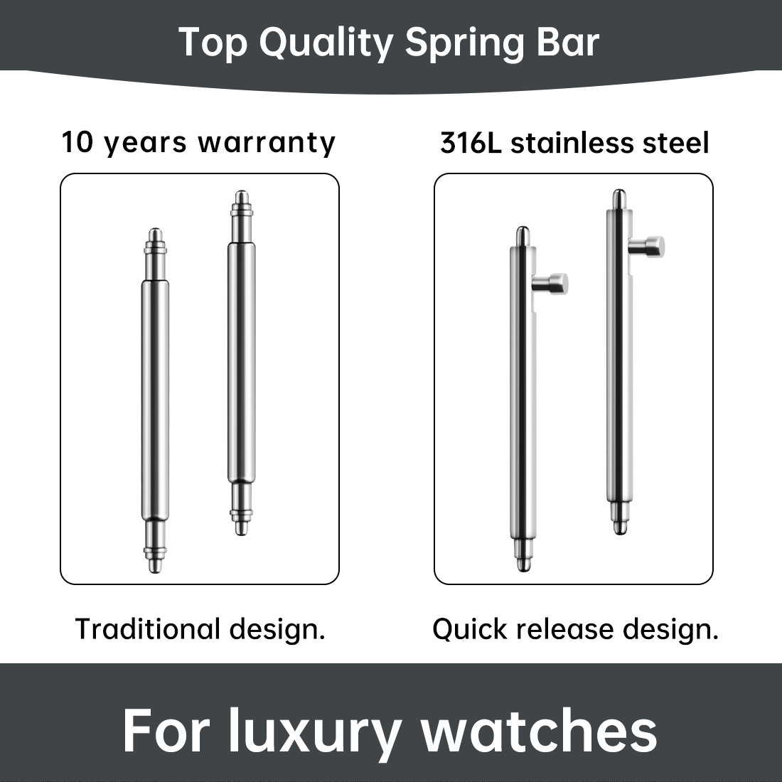 Curved Spring Bar - Maikes 316L acier inoxydable montre à