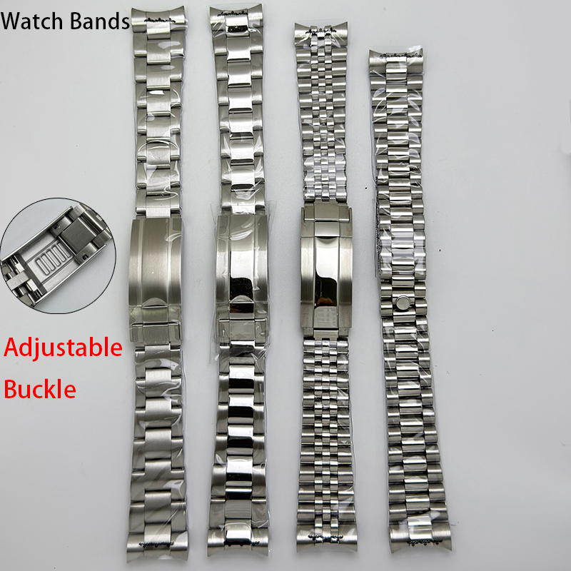 Curved Spring Bar - Bracelet Oyster/Jubilee en acier massif argenté,