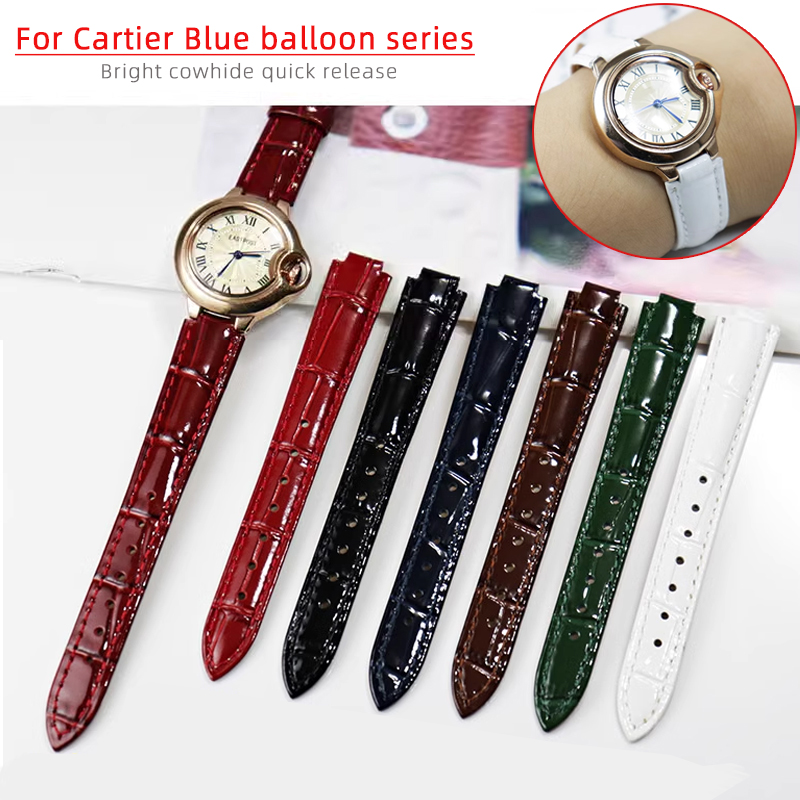 Bracelet de montre en cuir vér - Cartier Watch Ballon Bleu avis et prix